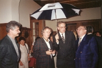 Ubu Rex - spotkanie z organizatorami, od lewej: NN, Udo Zimmermann, NN, Antoni Wicherek - spektakl: Drezno, 10 października 1995