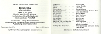 Cinderella - obsada - premiera: Musiktheater im Revier, Gelsenkirchen, 8 stycznia 1984