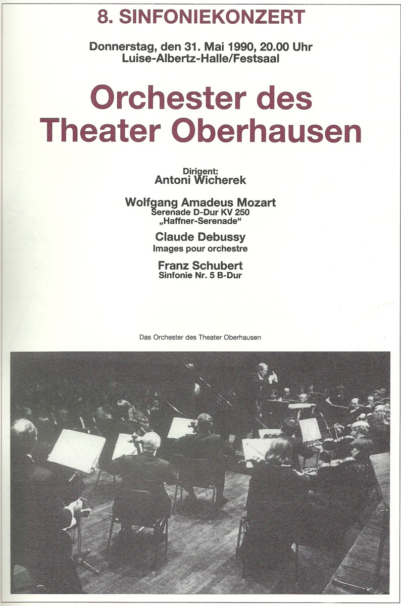 Koncert 31 maja 1990 - Theater Oberhausen - program i zdjęcie orkiestry pod dyrekcją Antoniego Wicherka